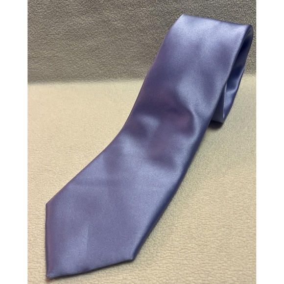 PERRY ELLIS Portfolio Men's 100% Polyester Tie ~ Periwinkle ~ Sateen Solid - Picture 1 of 6